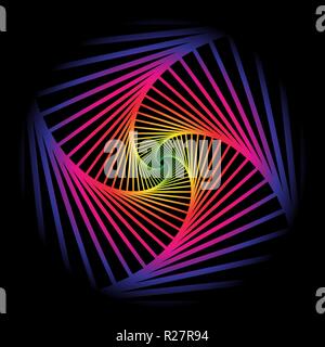 Verso l'interno rotante concentrico, piazze a spirale geometrica astratta sfondo . scale illusione ottica pattern. Illustrazione Vettoriale