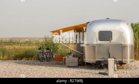 Aereiforme camper in un campeggio nei Paesi Bassi Foto Stock