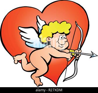 Disegnate a mano illustrazione vettoriale di un amor Angel Boy Illustrazione Vettoriale