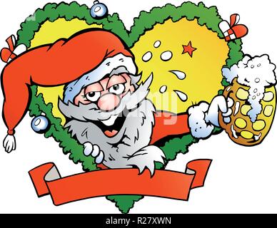 Disegnate a mano illustrazione vettoriale di un ubriaco santa Illustrazione Vettoriale