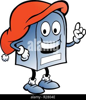 Disegnate a mano illustrazione vettoriale di un blu della cassetta postale di Natale Illustrazione Vettoriale