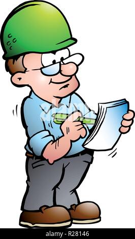 Disegnate a mano illustrazione vettoriale di un manager di costruzione Illustrazione Vettoriale