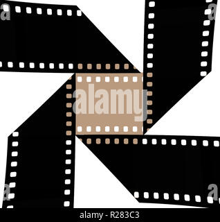 35mm di pellicola è visto in una forma interessante per essere usato per illustrare il concetto di motion pictures, cinema, film. Si tratta di un'illustrazione. Foto Stock