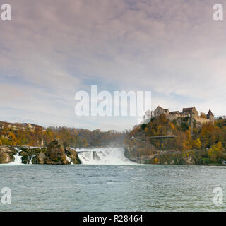 Vista del paesaggio delle famose cascate del Reno in Svizzera Foto Stock