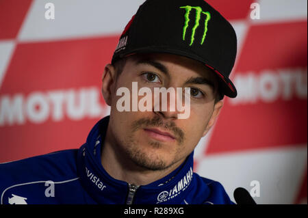 Circuito de Valencia, Valencia, Spagna. 17 novembre 2018. La MotoGP a Valencia, Qualifica; Maveric Vinales durante la conferenza stampa di credito: Azione Sport Plus/Alamy Live News Foto Stock