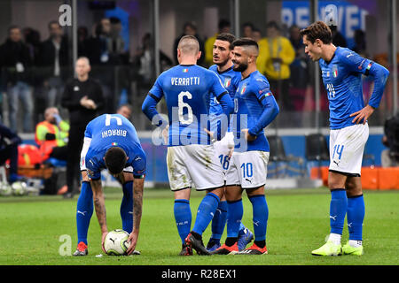 Milano, Italia. 17 Nov, 2018. durante la UEFA Nazioni League football match tra Italia e Portogallo a Stadio Giuseppe Meazza il 17 novembre, 2018 di Milano, Italia. Credito: FABIO PETROSINO/Alamy Live News Foto Stock