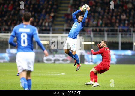 Milano, Italia . 17 novembre 2018. Lorenzo insigne di Italia durante le Nazioni League match tra Italia e Portogallo. Credito: Marco Canoniero/Alamy Live News Foto Stock
