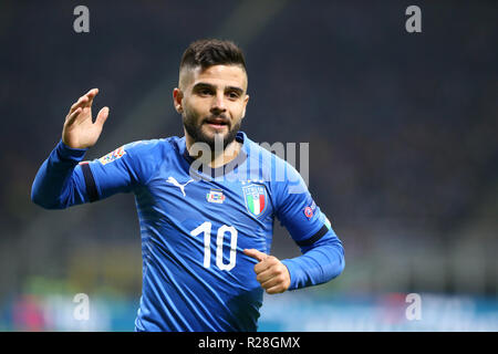 Milano, Italia . 17 novembre 2018. Lorenzo insigne di Italia durante le Nazioni League match tra Italia e Portogallo. Credito: Marco Canoniero/Alamy Live News Foto Stock