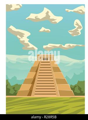 La piramide Maya immagine 02 Illustrazione Vettoriale