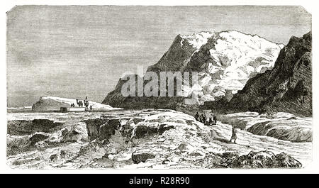 Vecchio vista Gebel-Geneffe cave, Egitto. (Canale di Suez scavo). Di Grenet, publ. in Le Tour du Monde, Parigi, 1863 Foto Stock