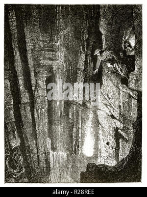 Vecchio vista di un abisso di Mammoth Cave, Kentucky. Da Gambard dopo Deville, publ. in Le Tour du Monde, Parigi, 1863 Foto Stock