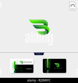 Iniziale minimo B ali logo creativo template illustrazione vettoriale, get free business card modello di progetto Foto Stock