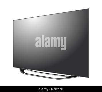 Nero LED TV schermata vuota isolata su sfondo bianco Illustrazione Vettoriale
