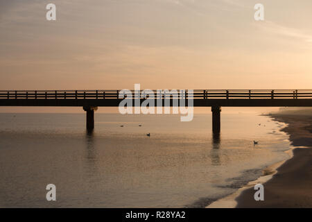 Atmosfera mattutina presso il Mar Baltico a sunrise in Prerow, Germania. Foto Stock