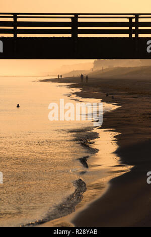 Atmosfera mattutina presso il Mar Baltico a sunrise in Prerow, Germania. Foto Stock