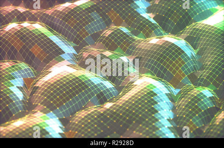 3D'illustrazione. Abstract immagine di sfondo, collegamenti in linee geometriche e forme squadrate. Foto Stock