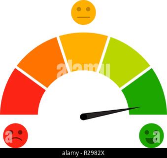 Il credito punteggio indicatore isolato su sfondo bianco. La precisione del vettore e indicatore, freccia punteggio per credit rating di illustrazione di livello Illustrazione Vettoriale