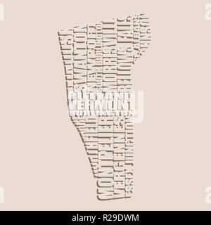 Word cloud mappa di stato del Vermont Illustrazione Vettoriale