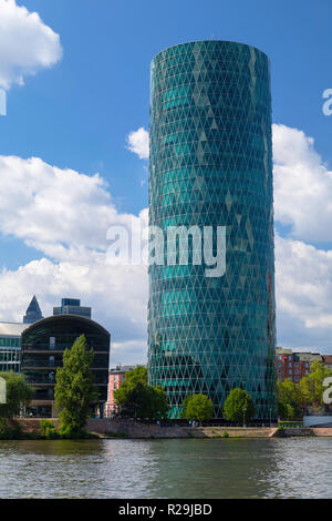 Westhafen Tower, Francoforte Hesse, Germania Foto Stock