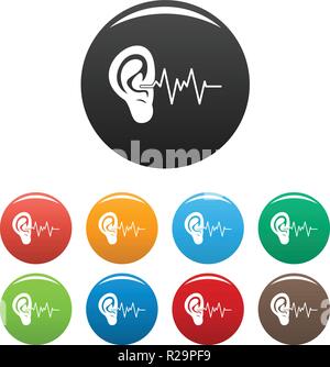 Icona dell'orecchio. Semplice illustrazione di orecchio icone vettoriali imposta colore isolato su bianco Illustrazione Vettoriale
