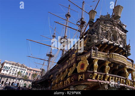 Roman Polanski "Pirati dei Caraibi" galeone, Genova, Italia Foto Stock