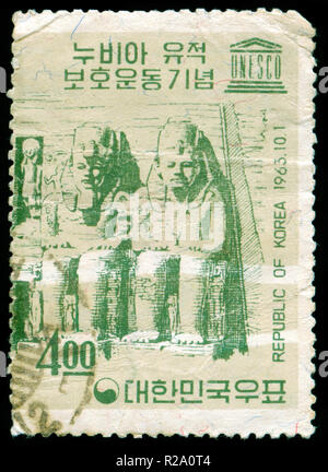 Con timbro postale timbro dalla Corea del Sud ha rilasciato nel 1963 Foto Stock
