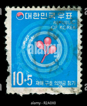 Con timbro postale timbro dalla Corea del Sud rilasciato in 1972 Foto Stock