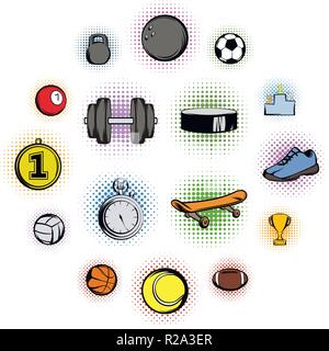 Sport icone fumetti isolati su sfondo bianco Illustrazione Vettoriale