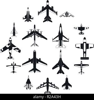 Aviation impostare le icone in stile semplice per qualsiasi tipo di design Illustrazione Vettoriale