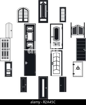 Porte set di icone in stile semplice per qualsiasi tipo di design Illustrazione Vettoriale