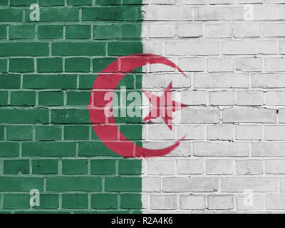 Algeria politica concetto: Bandiera algerina parete Texture di sfondo Foto Stock