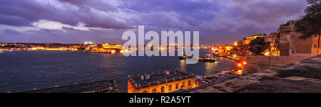 Foto panoramica del porto di La Valletta a Malta. Foto Stock