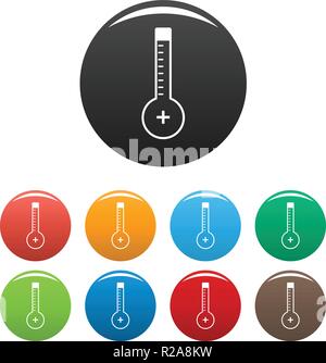 Termometro icona calorosamente. Semplice illustrazione di termometro calorosamente icone vettoriali imposta colore isolato su bianco Illustrazione Vettoriale