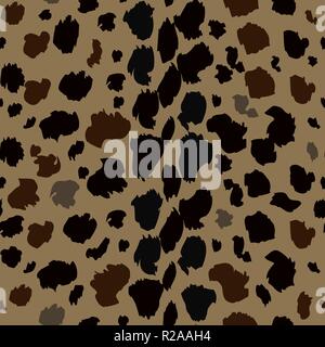 Vector seamless pattern con leopard fur texture. Ripetere leopard fur sfondo per il design tessile, carta da imballaggio, carta da parati o scrapbooking. eps 10 Illustrazione Vettoriale