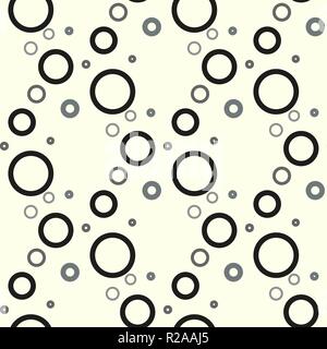 Vettore di nero modello senza cuciture con cerchi. Bella illustrazione colorata con cerchi sfocata in natura stile. Pattern per il tessuto alla moda, sfondi. Illustrazione Vettoriale