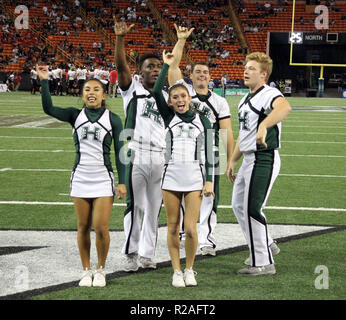 Novembre 17, 2018 - Hawaii cheerleaders eseguire durante un gioco tra le Hawaii Rainbow Warriors e la UNLV ribelli a Aloha Stadium di Honolulu, HI - Michael Sullivan/CSM Foto Stock