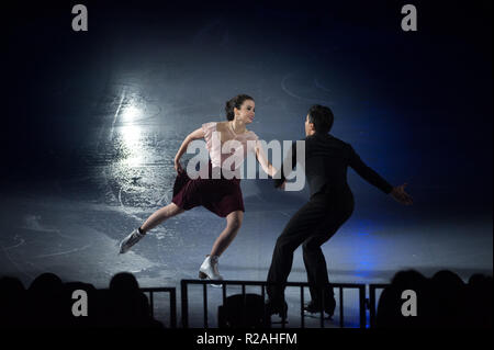 MALAGA, Spagna. 17 Nov, 2018. La figura skaters Anna Capellini e Luca Lanotte visto eseguire durante lo spettacolo.Rivoluzione su Ice Tour show è uno spettacolo di pattinaggio artistico su ghiaccio con un cast internazionale di campione del mondo pattinatori, capeggiata dal pattinatore spagnolo Javier FernÃ¡ndez. La mostra presenta anche musical e spettacoli di acrobazie. Credito: Gesù Merida/SOPA Immagini/ZUMA filo/Alamy Live News Foto Stock