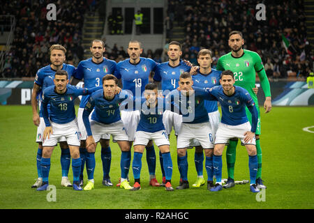Milano, Italia. 17 Nov, 2018. Milano, Italia. 17 Nov, 2018. Team Italia durante la UEFA Nazioni League 2018, Campionato A, Gruppo 3 partita di calcio tra Italia e Portogallo il 17 novembre 2018 a Giuseppe Meazza Milano Italia - Photo Laurent Lairys/DPPI Credito: Laurent Lairys/Agence Locevaphotos/Alamy Live News Credito: Laurent Lairys/Agence Locevaphotos/Alamy Live News Foto Stock