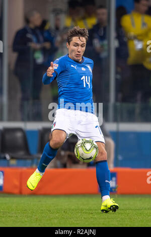 Milano, Italia. 17 novembre 2018. Federico Chiesa (Italia) durante la UEFA Nazioni 2018-2019 League match tra Italia 0-0 Portogallo a Giuseppe Meazza il 17 novembre 2018 a Milano (Italia). (Foto di Maurizio Borsari/AFLO) Foto Stock