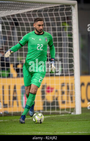 Milano, Italia. 17 novembre 2018. Gianluigi Donnarumma (Italia) durante la UEFA Nazioni 2018-2019 League match tra Italia 0-0 Portogallo a Giuseppe Meazza il 17 novembre 2018 a Milano (Italia). (Foto di Maurizio Borsari/AFLO) Foto Stock