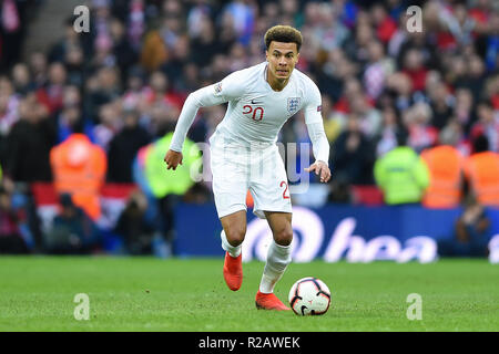 Londra, Regno Unito. Il 18 novembre 2018. Inghilterra centrocampista dele Alli (20) durante la UEFA Nazioni League match tra Inghilterra e Croazia allo Stadio di Wembley, Londra domenica 18 novembre 2018. (©MI News & Sport Ltd | Alamy Live News) Foto Stock