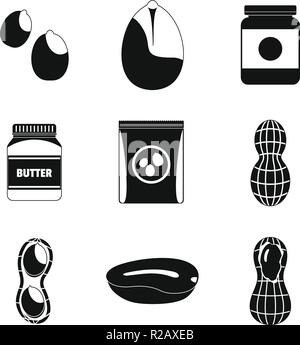 I dadi di arachidi burro jar set di icone. Semplice illustrazione di 9 dadi di arachidi burro jar icone vettoriali per il web Illustrazione Vettoriale