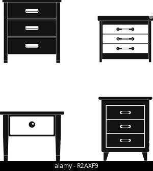 Comodino accanto al letto set di icone. Semplice illustrazione del 4 comodino accanto al letto icone vettoriali per il web Illustrazione Vettoriale
