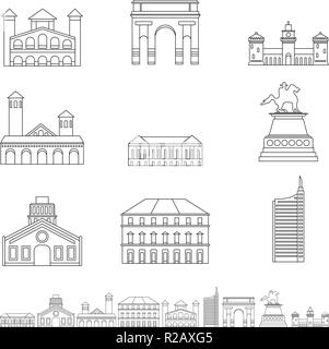 Milano Italia skyline della città set di icone. Schema Illustrativo del 9 Milano Italia skyline della città icone vettoriali per il web Illustrazione Vettoriale