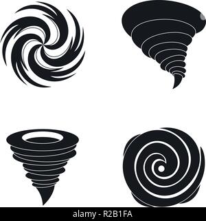 Tempesta di uragano tornado danni set di icone. Semplice illustrazione di 4 uragano storm tornado danni icone vettoriali per il web Illustrazione Vettoriale