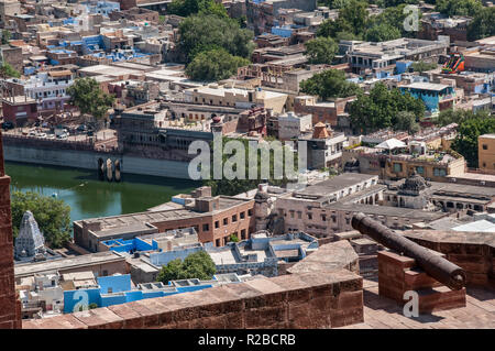 Vista su Jodhpur dal Forte Mehrangarh Foto Stock