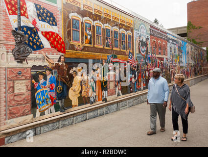 Ognuno ama una parata murale pubblico Burlington Vermont Foto Stock