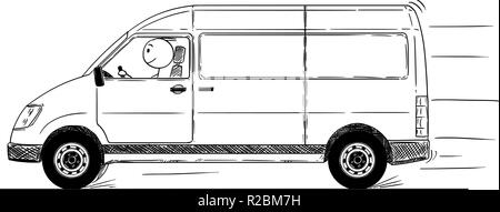 Cartoon di guida veloce consegna generico Van Illustrazione Vettoriale