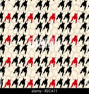 Seamless houndstooth pattern in rosso e nero. Immagine vettoriale EPS. 10 Illustrazione Vettoriale