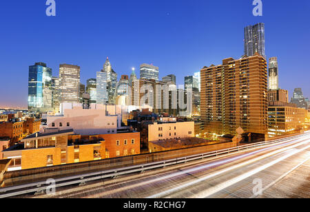 Panorama di Manhattan con grattacieli, NYC Foto Stock